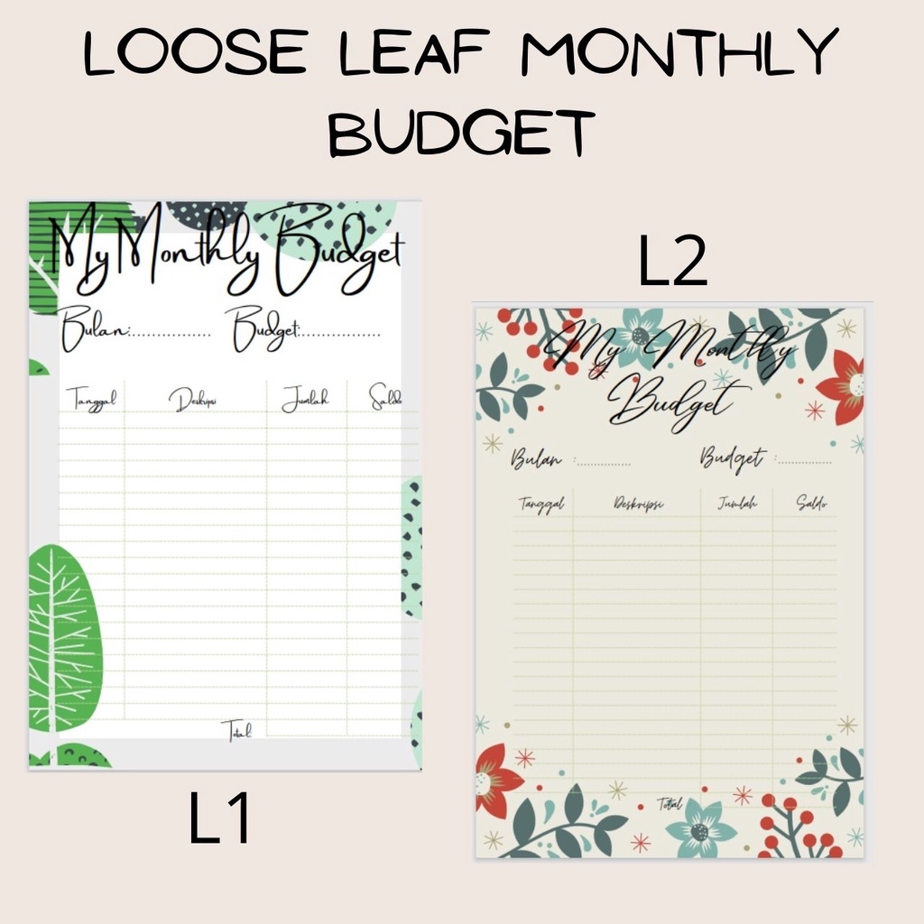 

LOOSE LEAF MONTHLY BUDGET AESTHETIC MURAH UNTUK A5 DAN B5