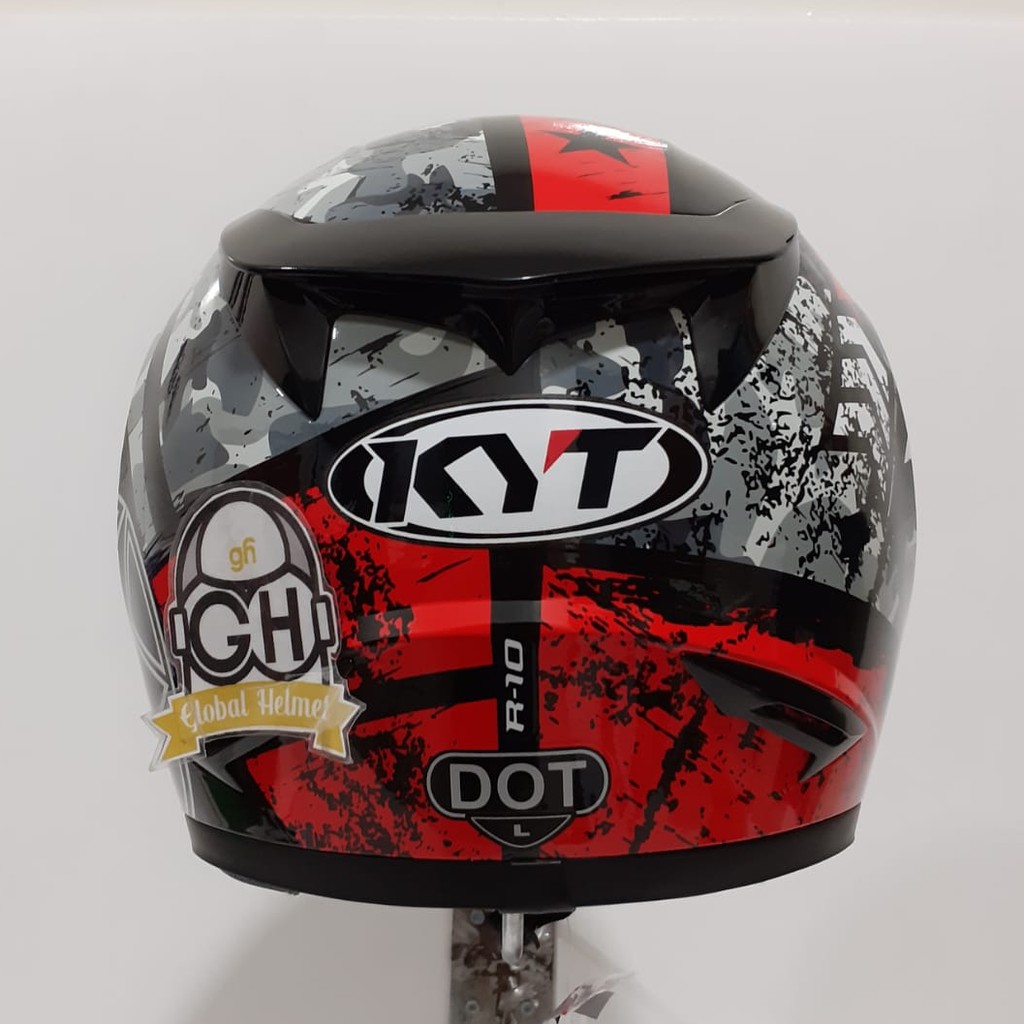 HELM KYT R10 #3 BLACK WHITE RED R-10 #3 KYT R-10 SMOKE VISOR