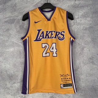 Kobe Bryant Los Angeles LA Lakers #24 Kuning Mambaout Yellow Jersey Basket NBA Custom Swingman Kaos Baju Custom Atasan