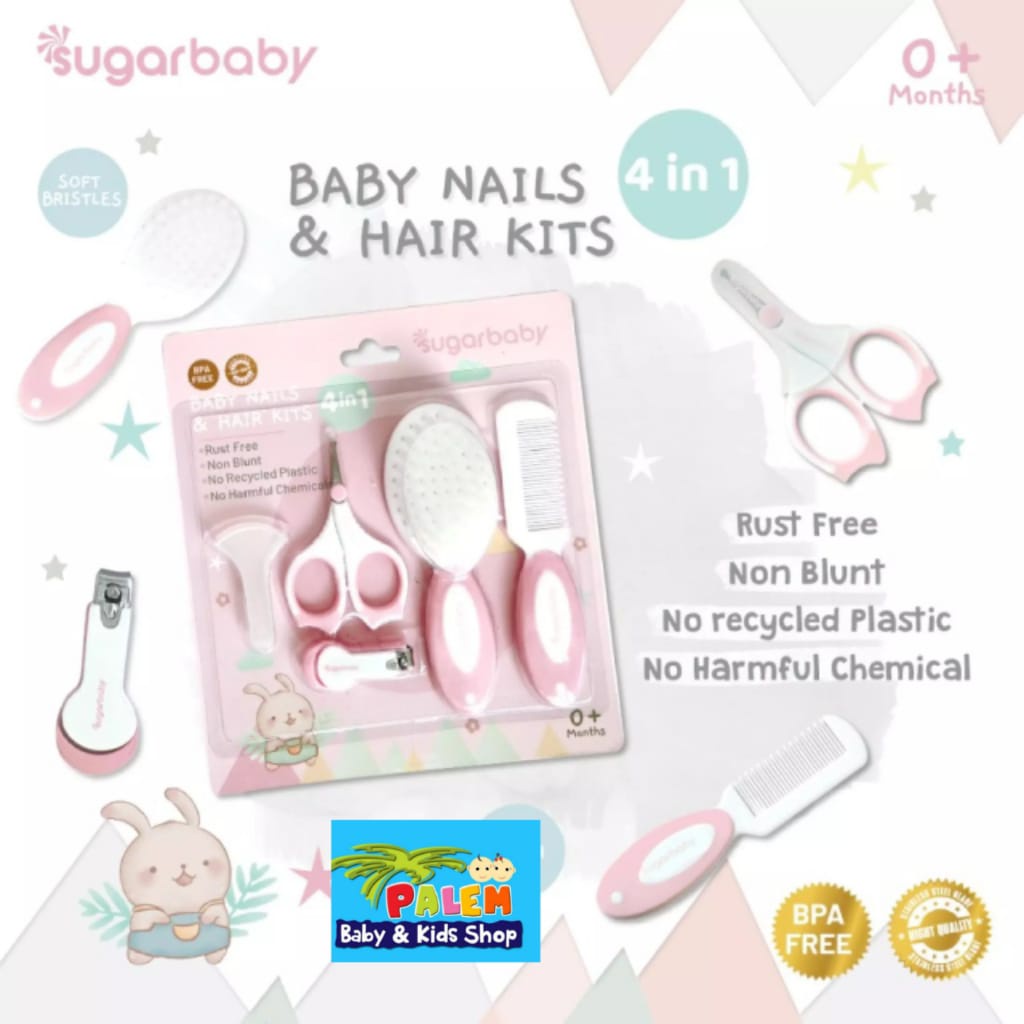 Sugar baby 4in1 Baby Nail &amp; Hair Kits (Perlengkapan Perawatan Kuku dan Rambut Bayi 4in1)