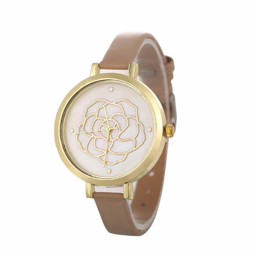 Geneva [ Beige ] Jam Tangan Analog Wanita - Strap Leather HM_414