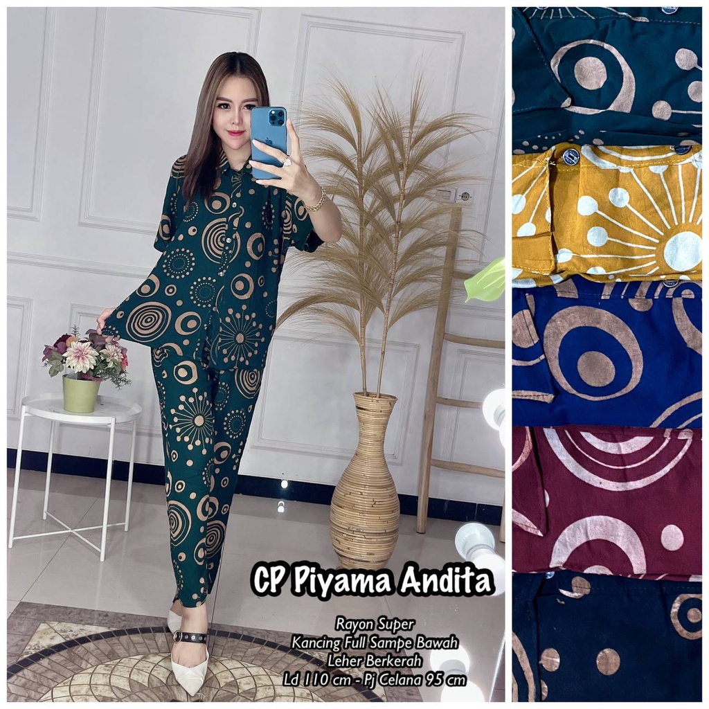 Setelan Wanita Panjang One Set Rayon Kancing Depan Busui Terbaru