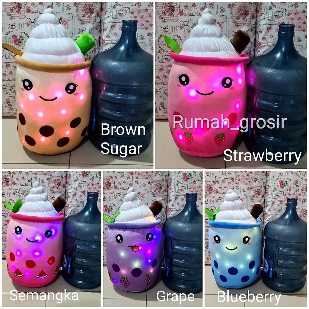 Boneka Boba Ice Cream Brown Sugar Strawberry Grape Blueberry Jumbo Lampu LED