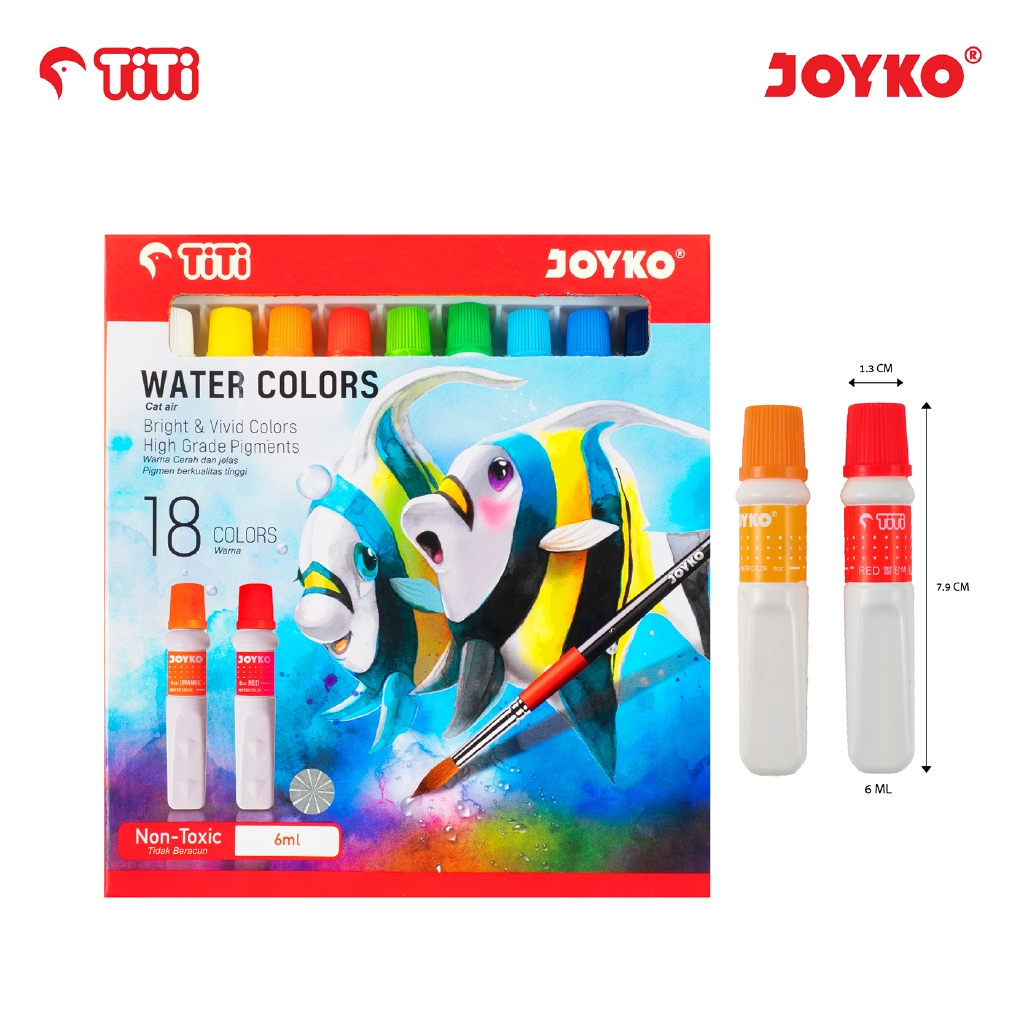 Water Color Cat Air Joyko  TiTi WAC 6ML 18 Warna Colors 