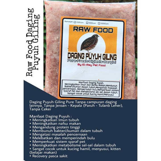 Raw Food Puyuh Giling