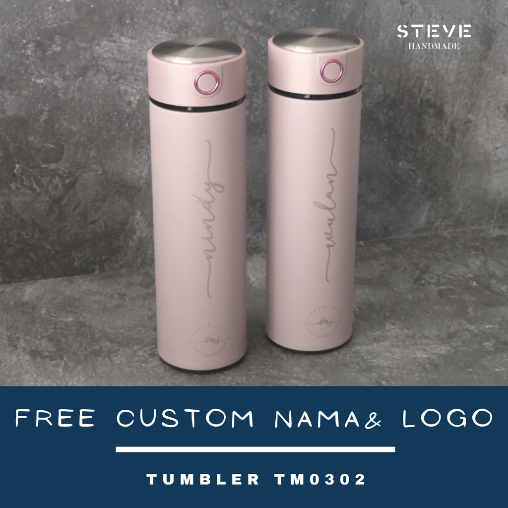 Botol minum stainless termos vacuum tumbler travel mug TM0302 Pink custom Tahan Air Panas dan Dingin