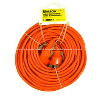 Krisbow Kabel Ekstensi 20 M kabel Sambung Roll Gulung 20meter cable Orange