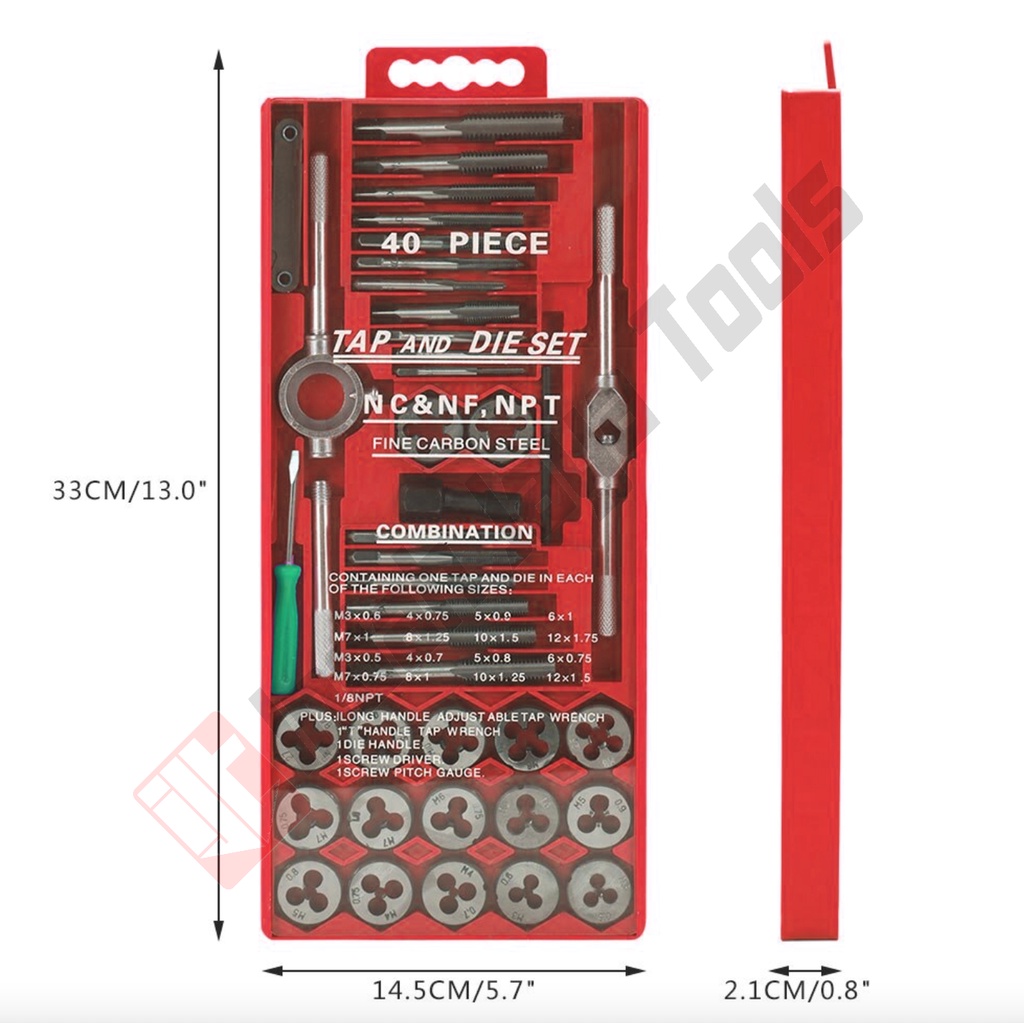 KODENKI TND202 Hand Tap Die Set 40 Pcs Tap Snai Set 40 Pcs Senai Baut