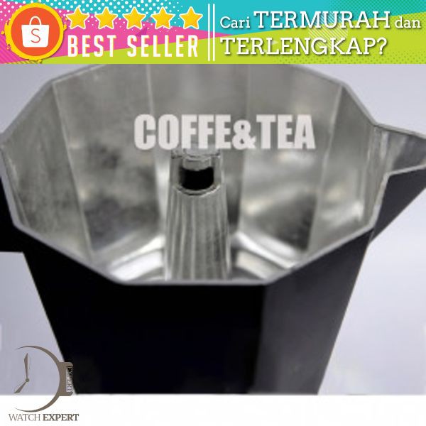 OneTwoCups Espresso Coffee Maker Moka Pot Teko Stovetop Filter 300ml 6 Cups - MX001 - Black