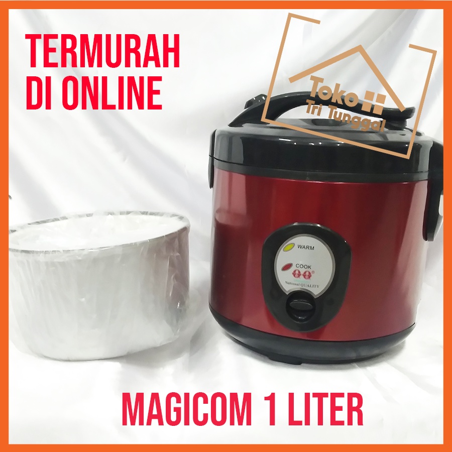 Magicom Kecil Rice Cooker Nasi 1 Liter Model National Panci Teflon Hitam Kos Keluarga