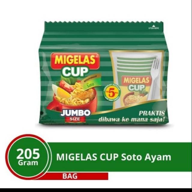 MIE GELAS CUP RASA SOTO AYAM SDH ADA GELAS DAN GARPU JUMBO 5 BKS @ 41 GR