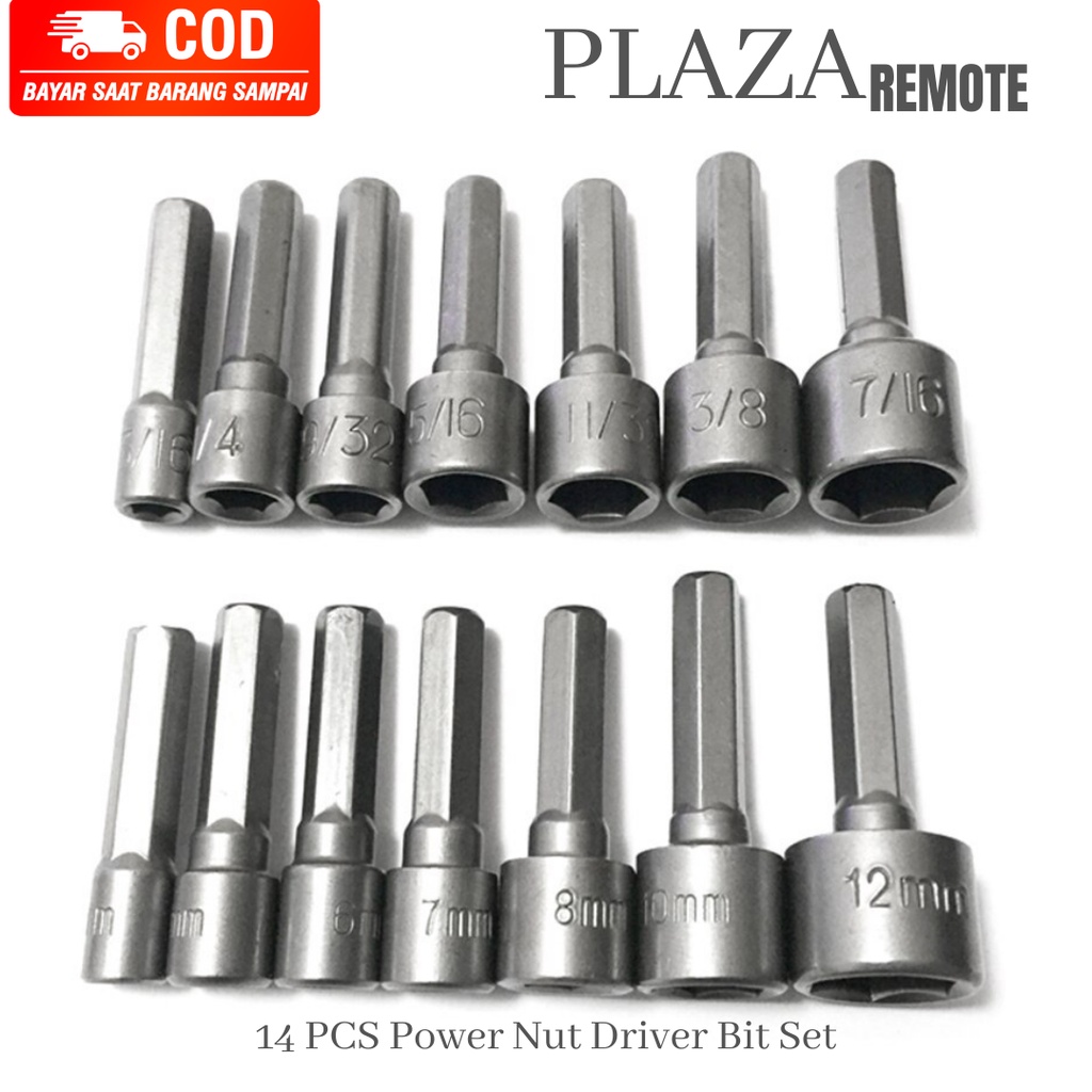 Kunci set POWER HEX NUT 1/4 INCH SET 14 PC Wrench UNTUK baut baja KUNCI MOBIL MOTOR