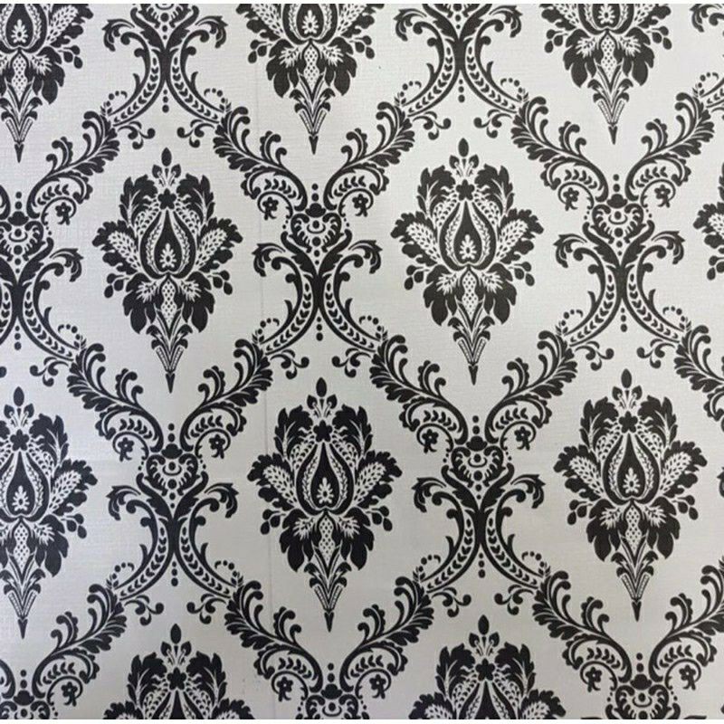 Wallpaper Dinding Motif Batik Hitam Ukir 9sd10mx45cm