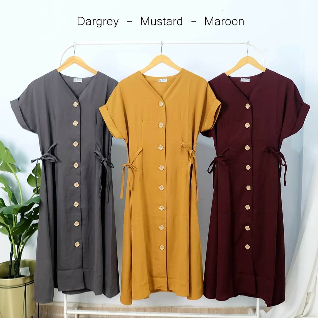 DRESS WANITA CASUAL PESTA LENGAN PENDEK BAJU DRESS WANITA ATASAN WANITA SHRIT DRESS MOSCREPE OPP087