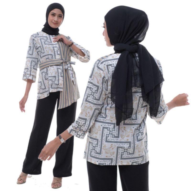 tey-17 Batik wanita ASJ SA HRB026 Kenongo Kemeja Tosca Pendek-Sopal liris bVc