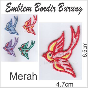 Emblem Bordir Burung Burung1 4x6cm