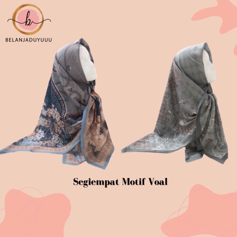 Hijab Voal Motof Segiempat / Voal  printing / voal motif / segiempat motif / hijab voal motif / hijab motif / hijab segiempat motif