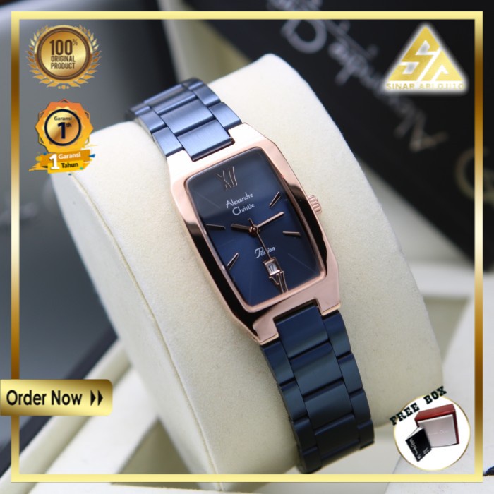 JAM TANGAN ALEXANDER CHRISTIE ALEXANDRE CHRISTIE WANITA CEWEK ORIGINAL ORI BRANDED ROSEGOLD BLUE AC 