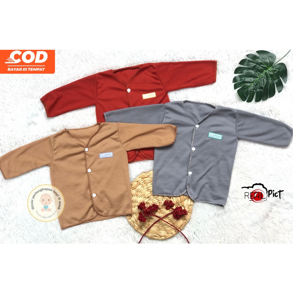 [BTPGC003] 3 Pcs Baju Bayi Tangan Panjang Newborn Polos Umur 0 - 6 Bulan