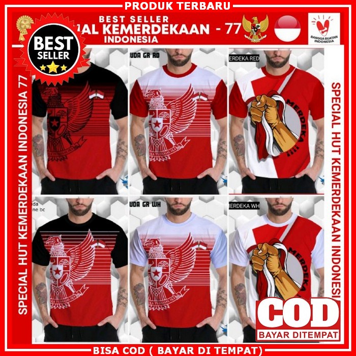 Kaos Kemerdekaan Indonesia Hut Ri Ke 77 Cowok Kekinian Viral Baju 17 Agustusan Agustus Gaya Simple M