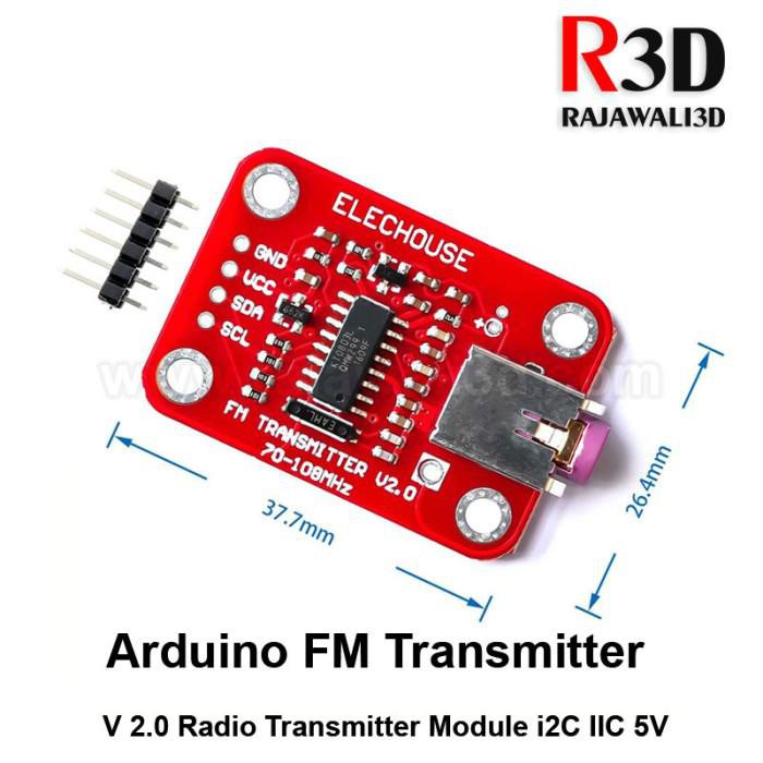 Arduino FM Transmitter Module V2.0 Pemancar Radio FM i2C IIC 5V