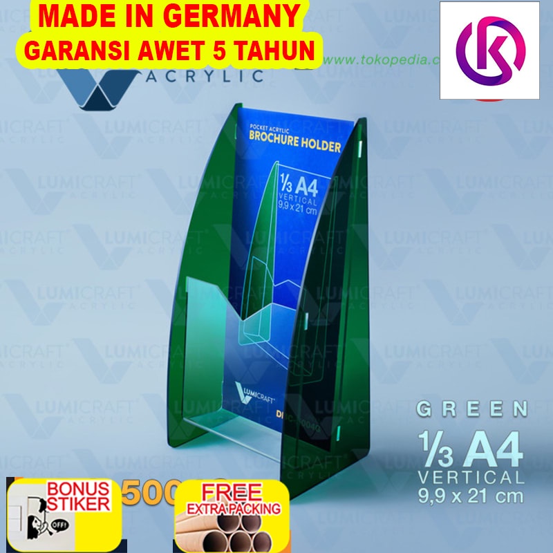 

Promo Brochure/Brosur Holder/Stand Acrylic/Akrilik Pocket Hijau 1/3 A4