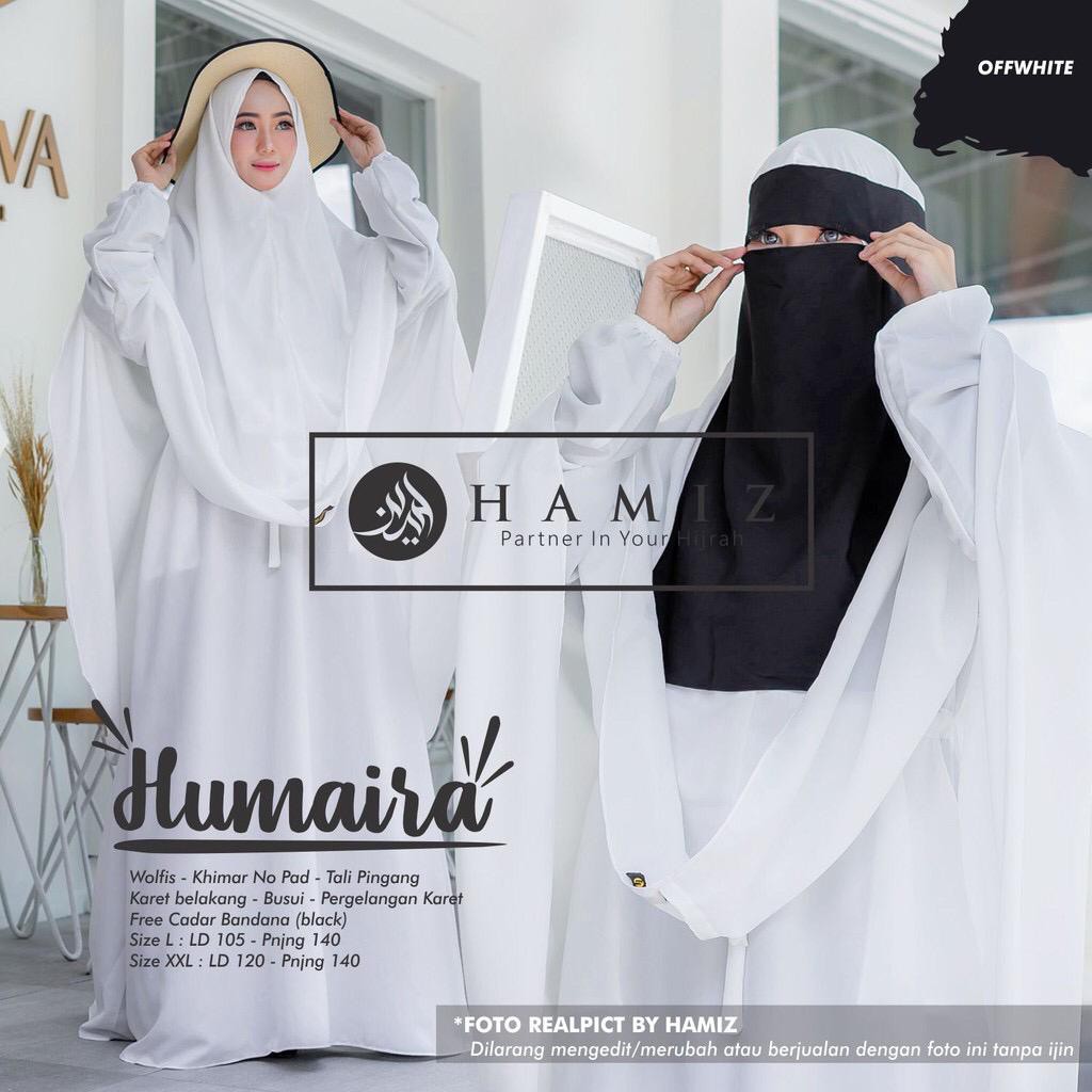 HUMAIRA SYARI gamis syari polos set khimar no pad tidak belah original HAMIZ-3
