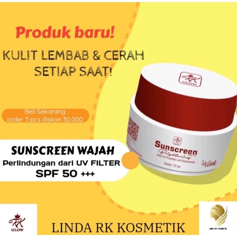 [ BPOM ✔] RK SUNSCREEN WAJAH UV FILTER SPF 50 +++ DAN MENCERAHKAN WAJAH