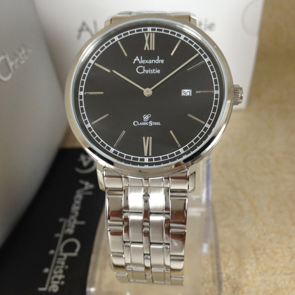 Jam Tangan Pria Alexandre Christie 8509 silver SRS Original