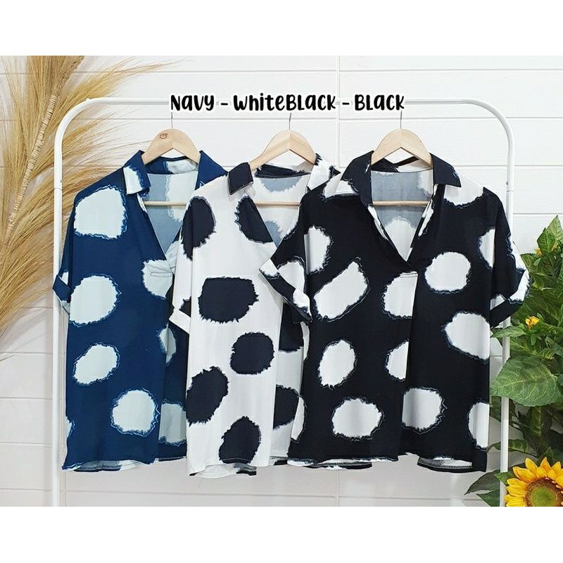 ATASAN KEMEJA RAYON MOTIF // KEMEJA RAYON // KEMEJA MOTIF POLKA