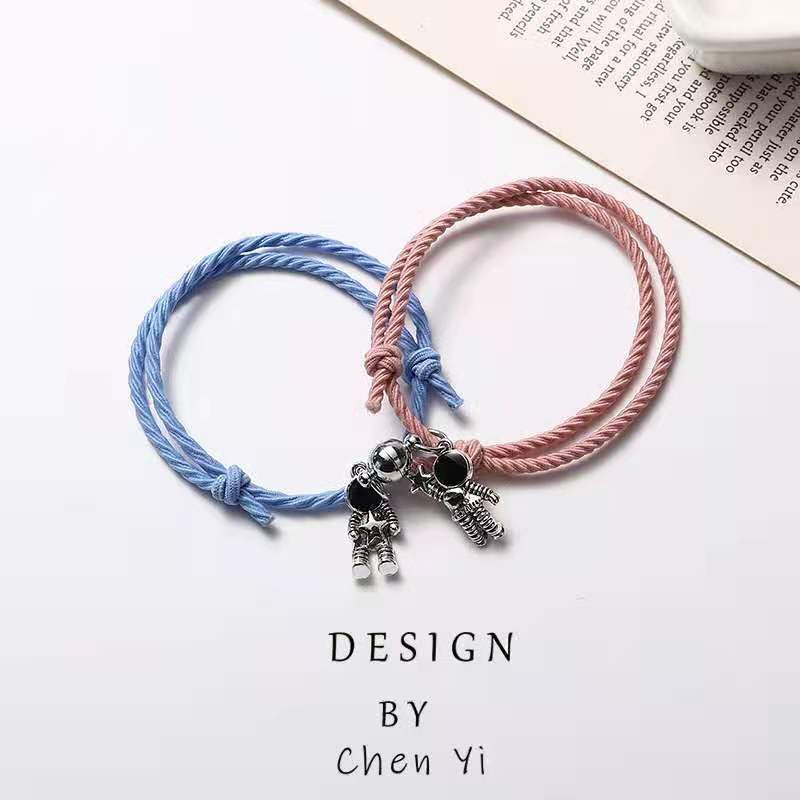 2 Pcs Sepasang Gelang Tali Karet Magnet Desain Astronot Kuromi Cinnamoroll Untuk Pria Dan Wanita Gelang Magnet