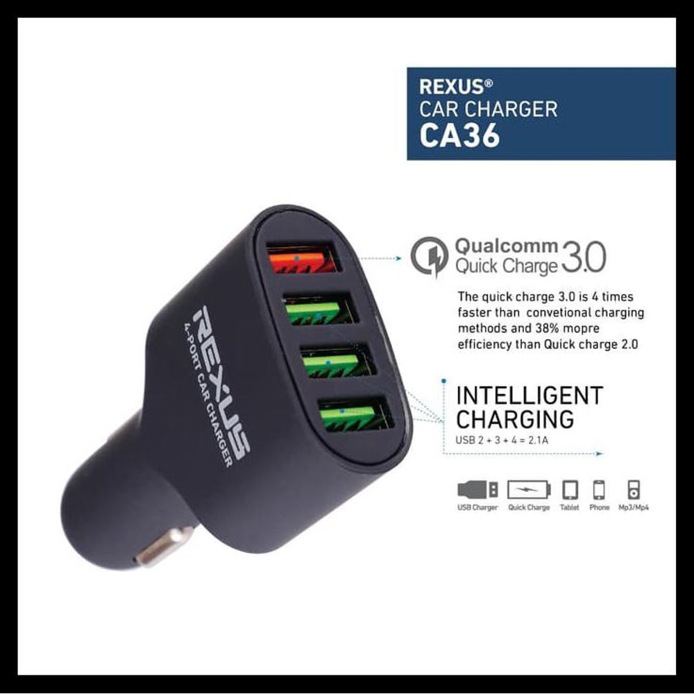 usb car charger rexus CA36 4 port