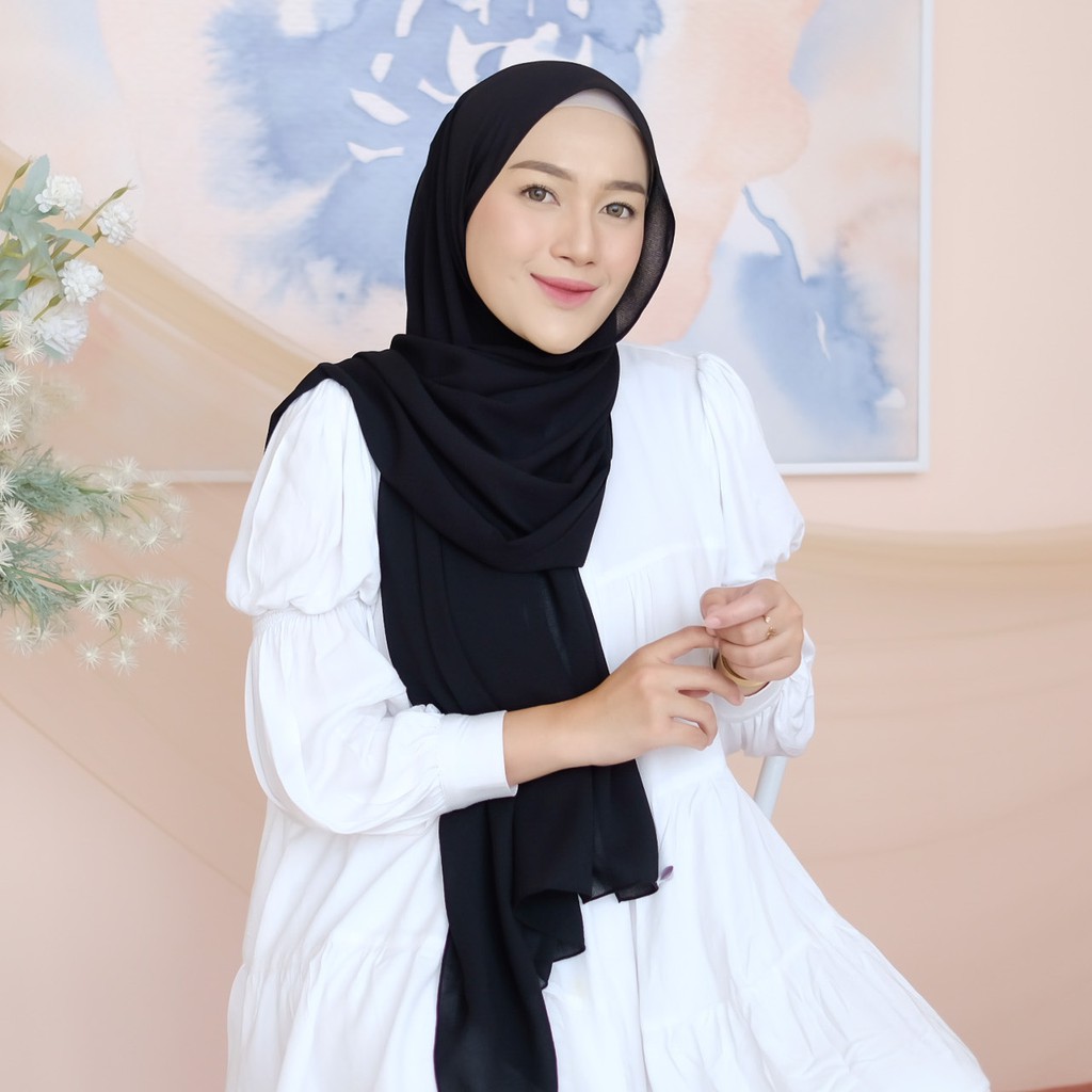 Lozy Hijab - Ilya Shawl ( Pashmina Ceruti )-Black