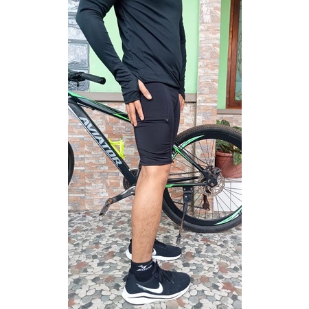 TERBARU Celana legging pendek pake sleting/celana gowes/celana sport/celana pendek/legging sleting pendek