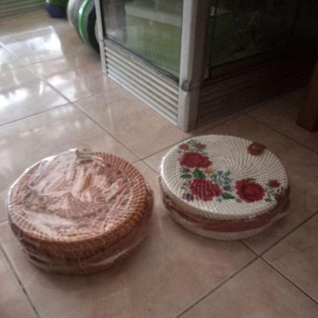 Tas Rotan Decoupage Motif Terbaru Tersedia Diameter 15cm, 18cm, 20cm