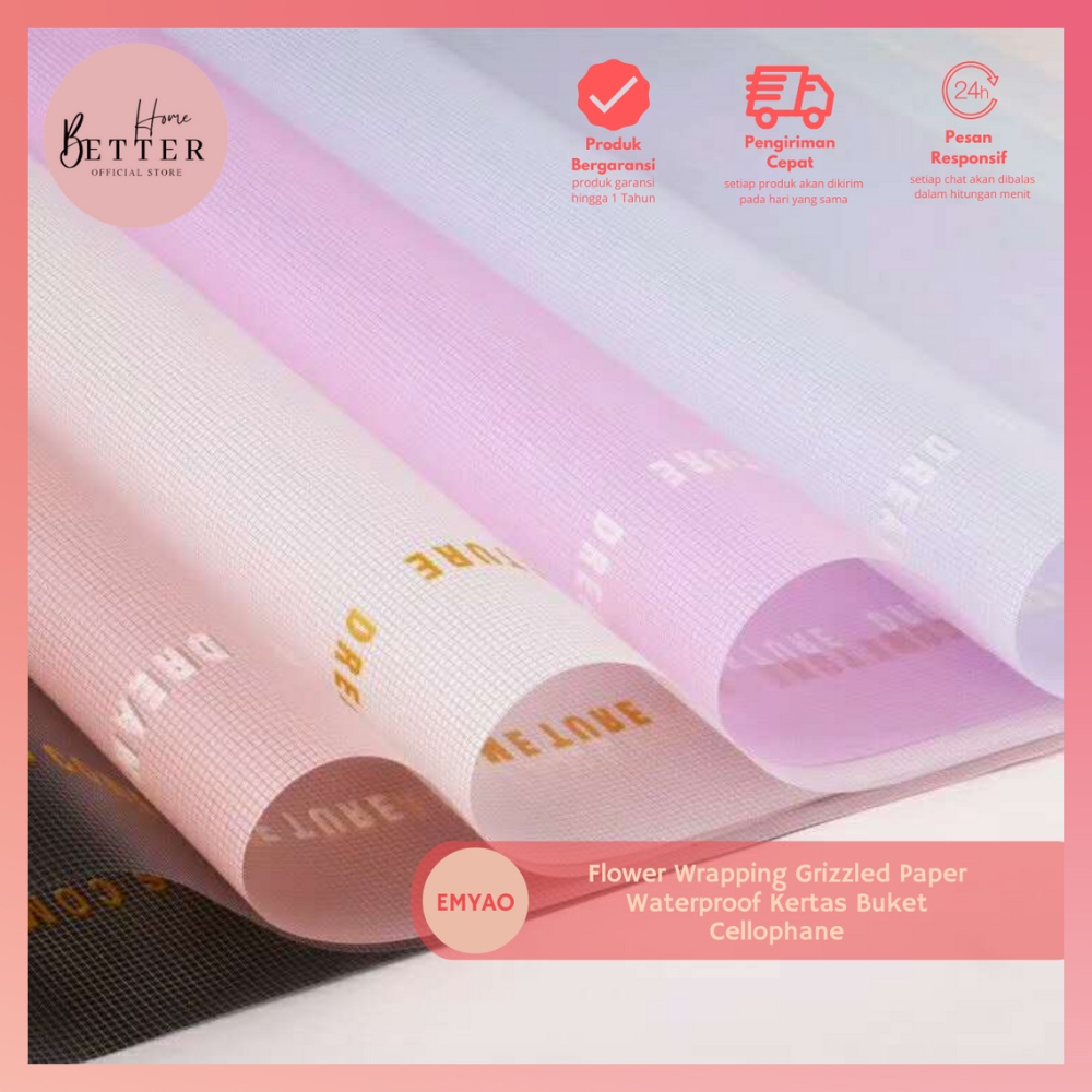 

Better Home - [5 LEMBAR] Flower Wrapping Grizzled Paper Waterproof Kertas Buket Cellophane EMYAO
