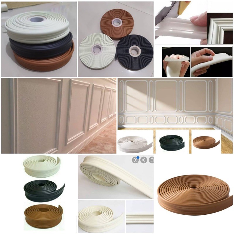 PROMOREADY STOCK PUTIH Wainscoating wall / wainscoting 3cm x 5m / foam border / list wallpaper / lin