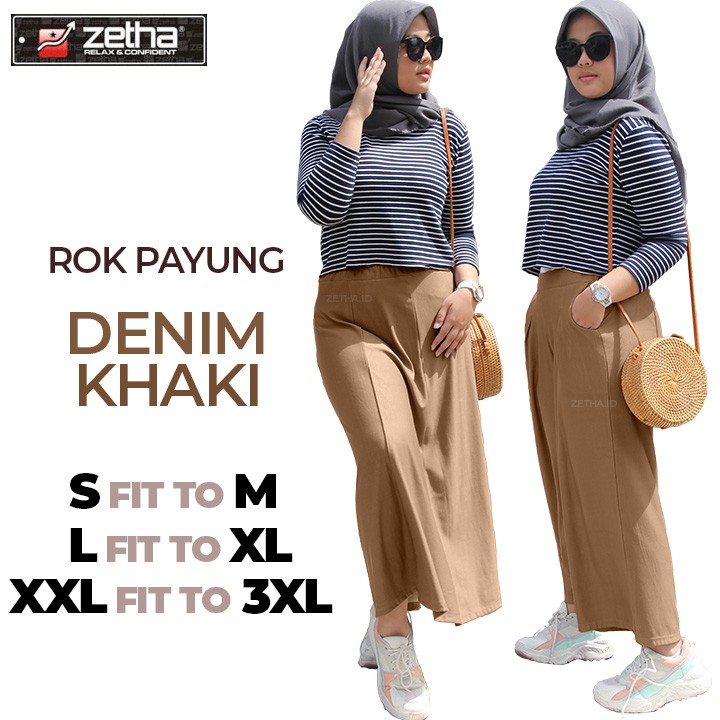 Rok Payung Zetha Denim Khaki