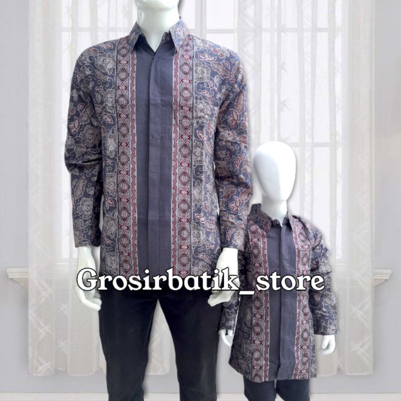 Kemeja batik couple pria lengan panjang premium ayah dan anak