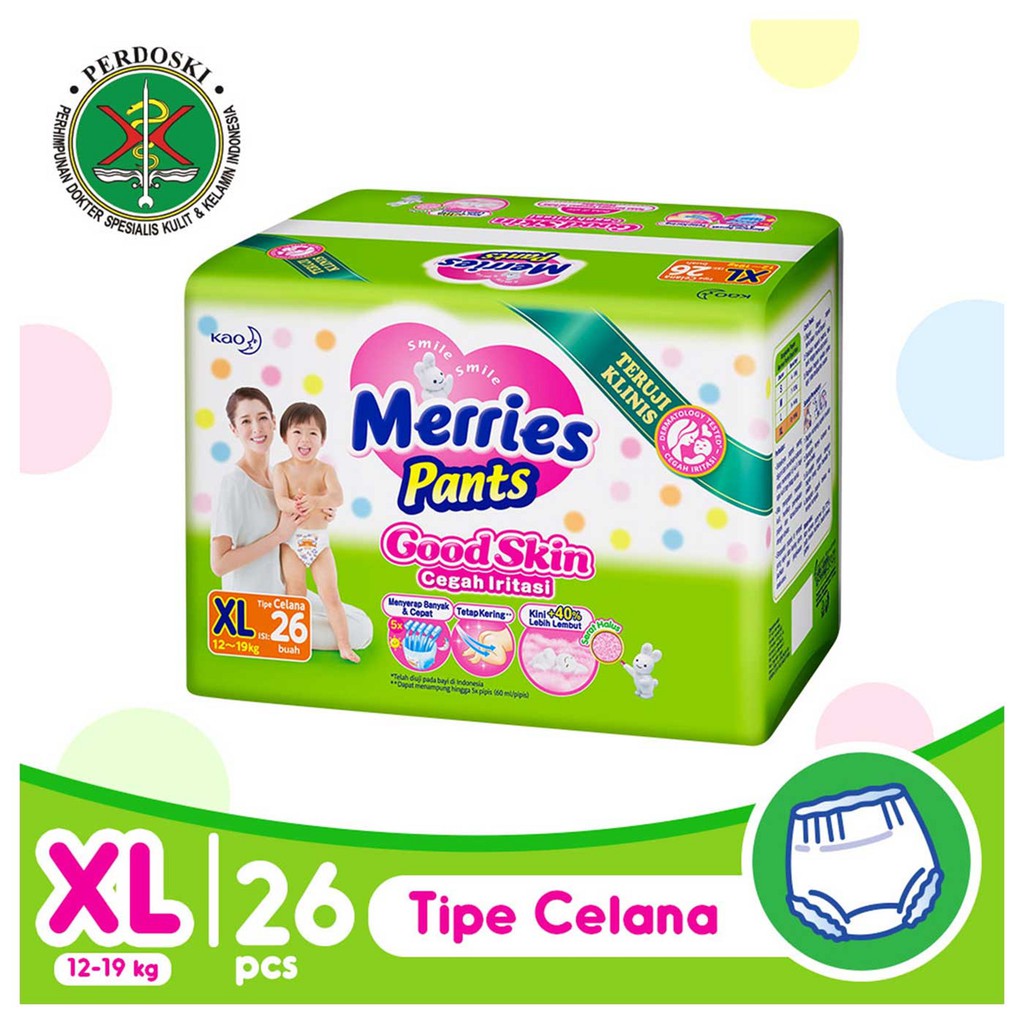 Popok Merries Pants M32+2/L28+2/XL26 good skin