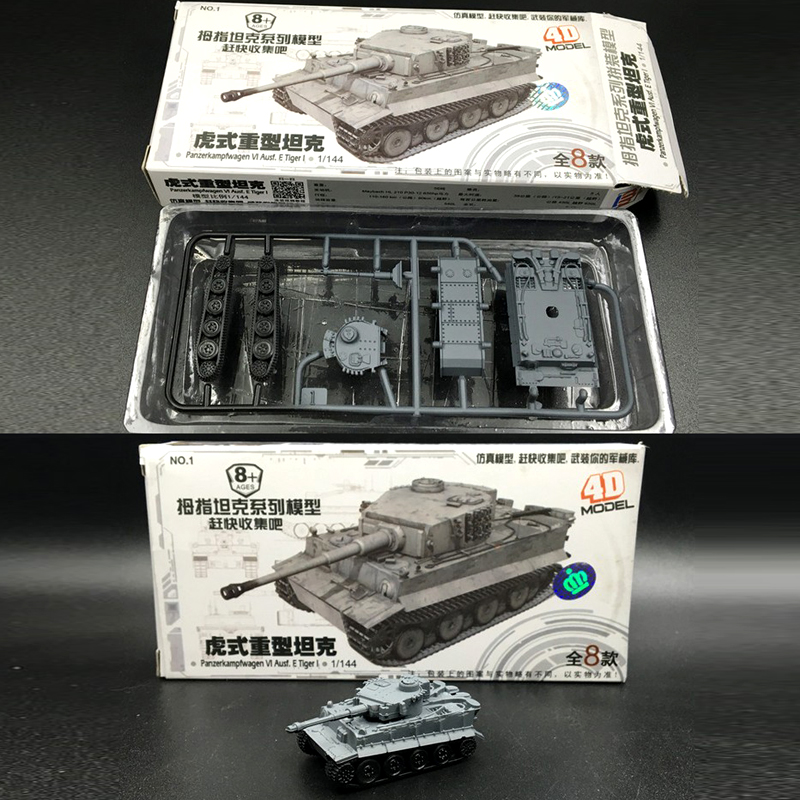 8Pcs Mainan Rakitan Model Tank Baja Tiger Panther 4D Bahan Plastik 1: 144