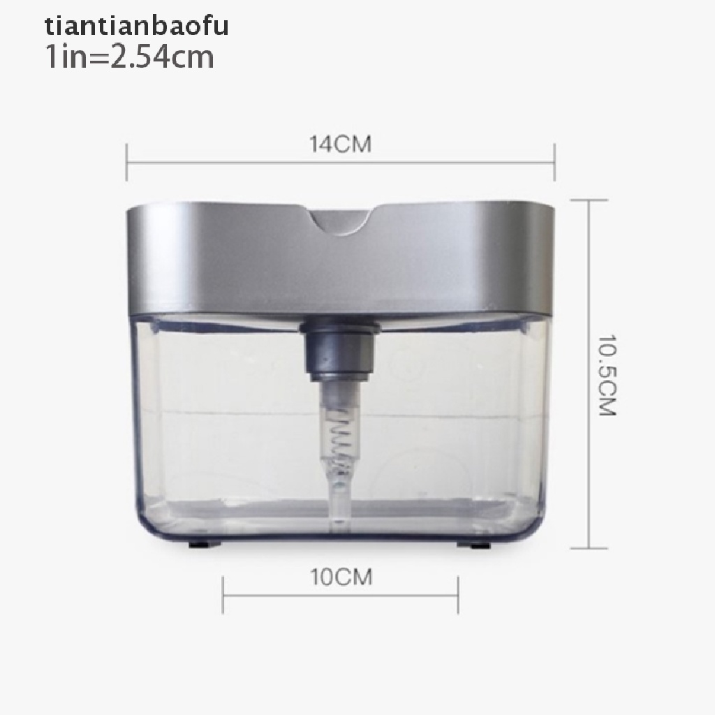 [tiantianbaofu] 2 in1 Kitchen Liquid Soap Pump Dispenser ABS Sponge Holder Press Countertop Rack Boutique