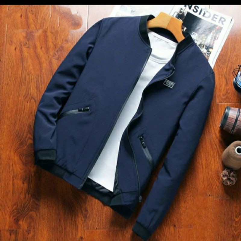 Jaket bomber polos/Jaket bomber pria hitam