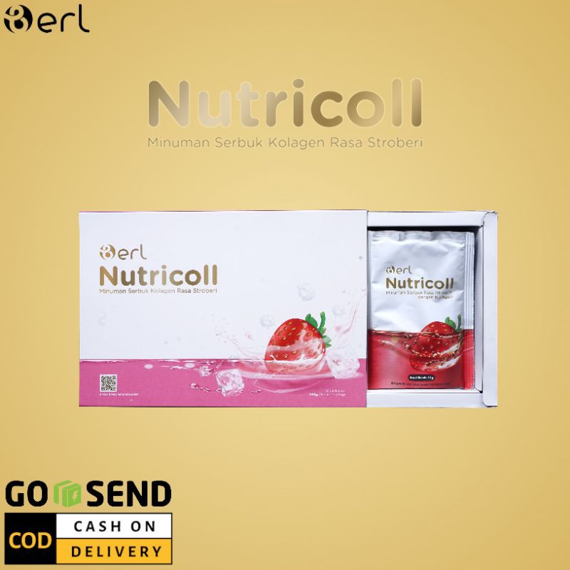 B Erl Nutricoll by Berl Cosmetics Minuman Serbuk Kolagen Rasa Stroberi 90.000 mg Fish Collagen Drink