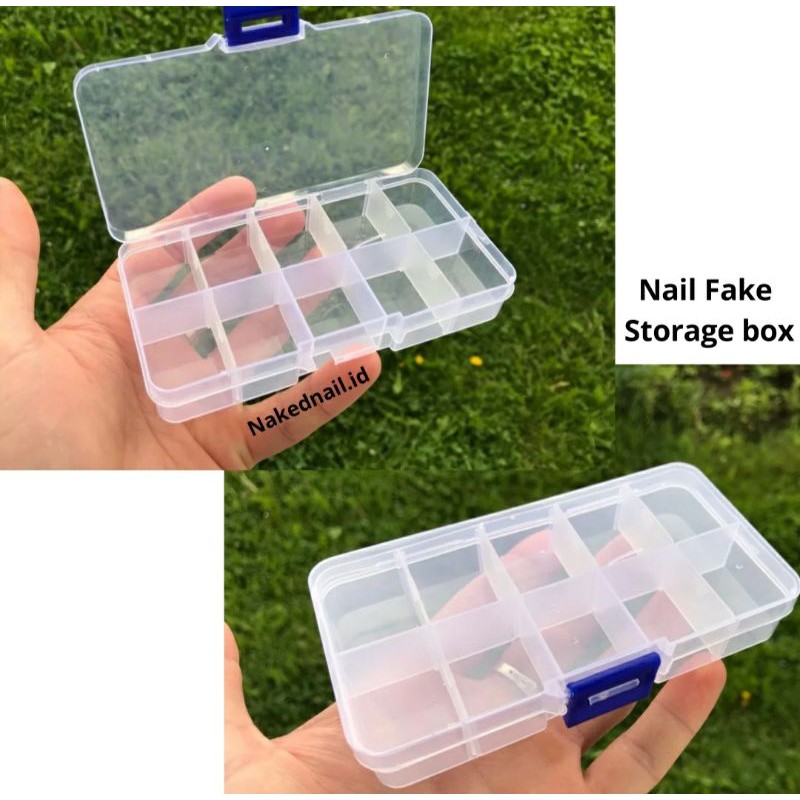 Tempat kuku palsu box storage fake nails 10 grid fake nails storage nail art nailart manicure