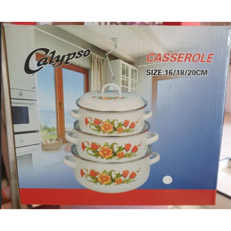 Calypso Casserole Enamel Panci Pot Casserole Panci 3 Set