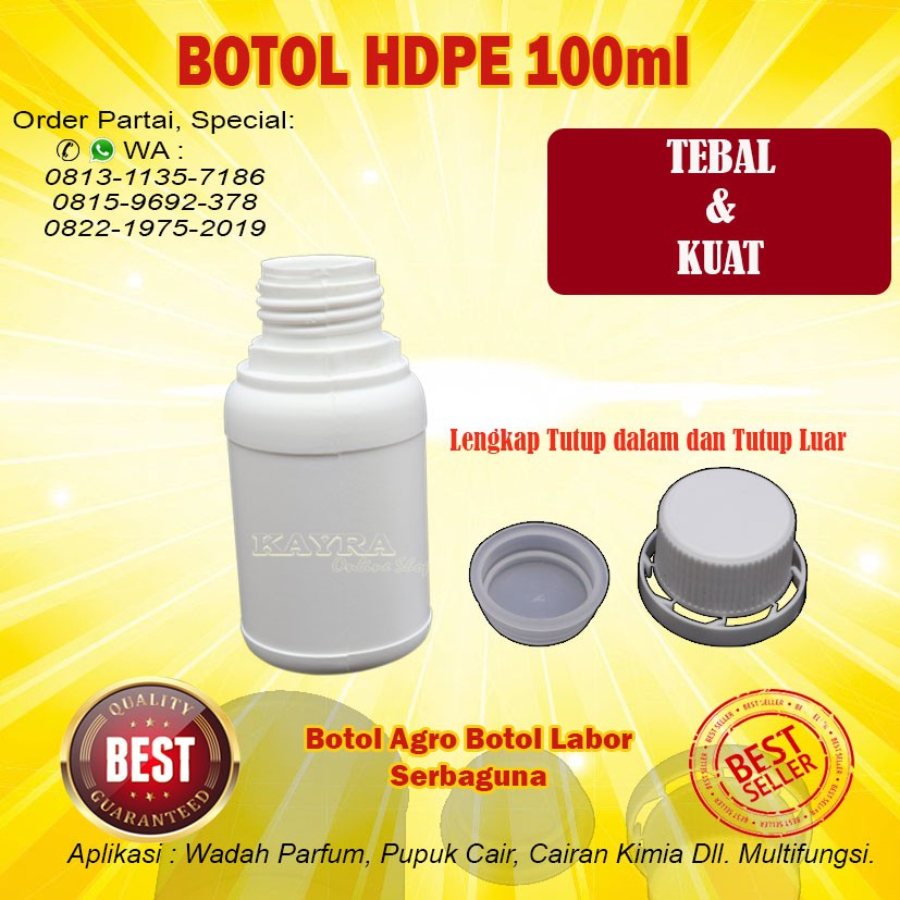 BOTOL 100ml / BOTOL 100 ML / BOTOL LABOR / BOTOL AGRO / BOTOL HDPE / BOTOL KIMIA 100ml