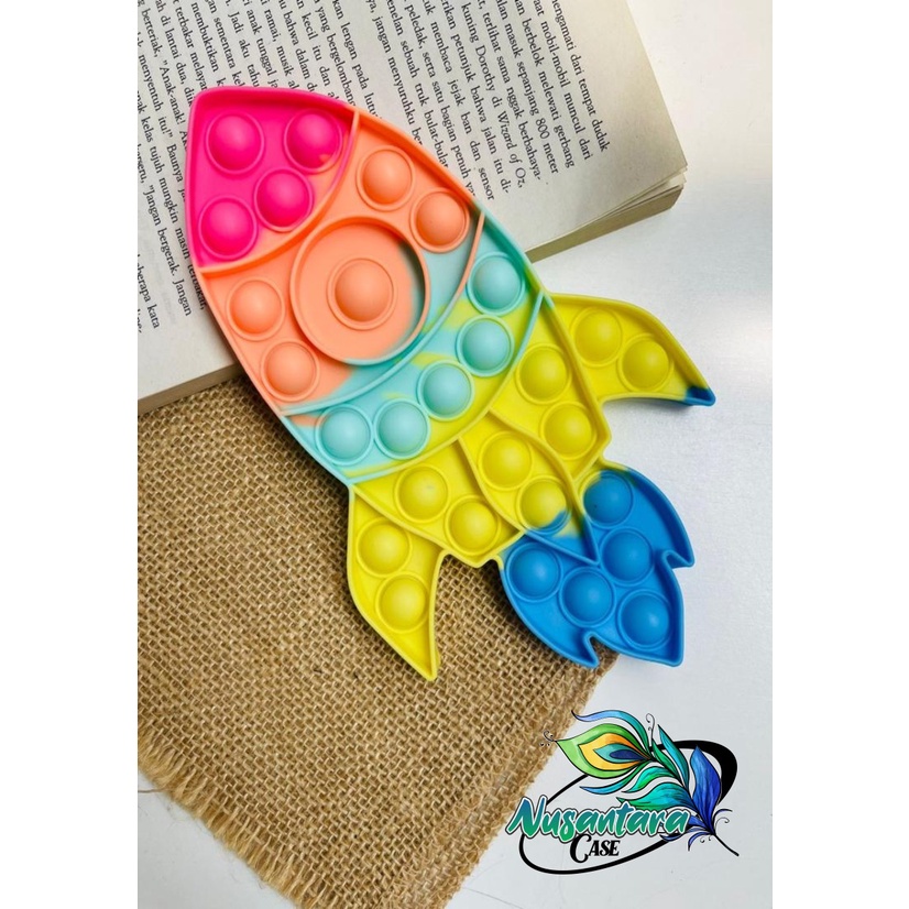 pop it fidget push bubble toys gelembung 3d rainbow pelangi karakter mainan anak NC7433-ASTRONOT