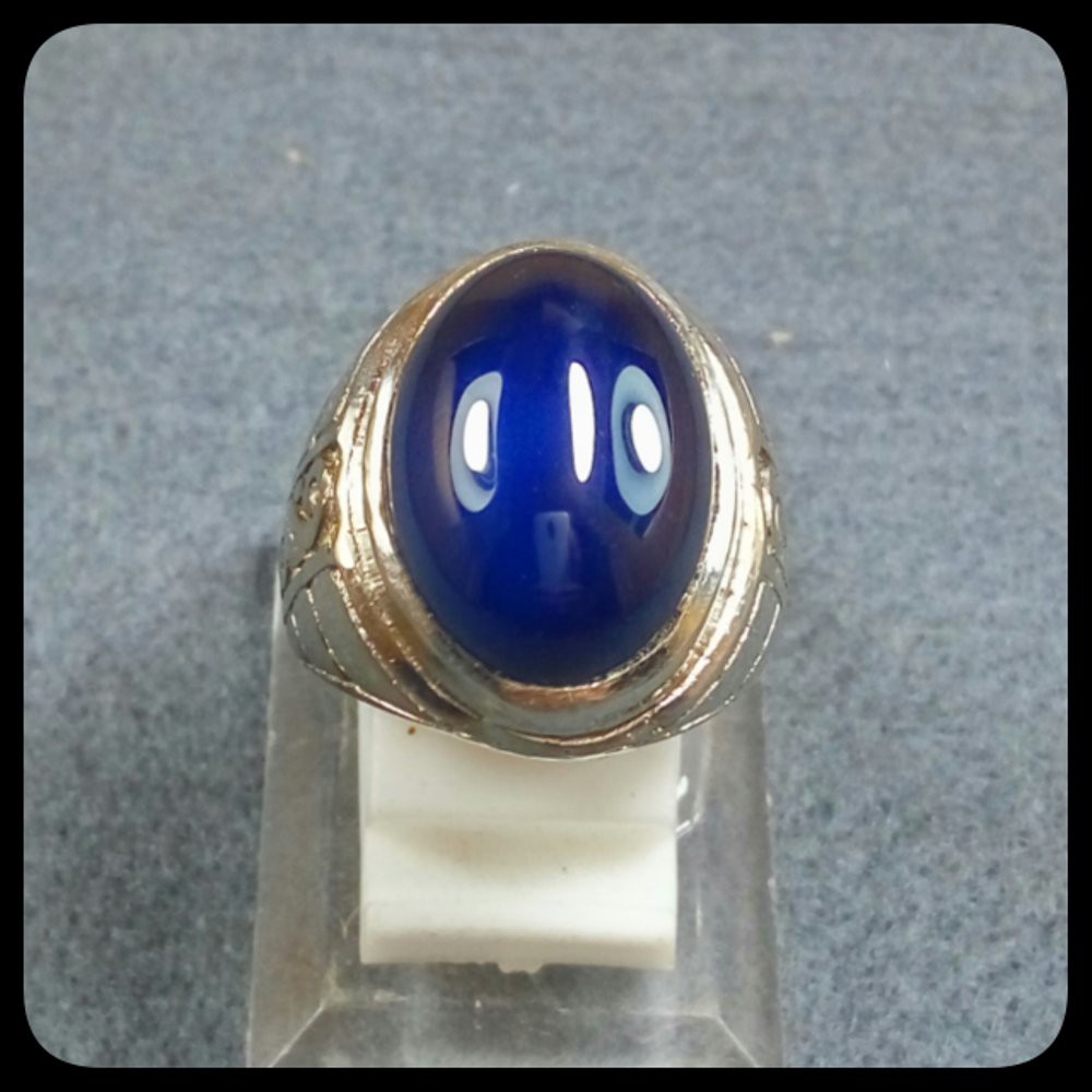 CINCIN BATU AKIK NATURAL DEEP BLUE CHALCEDONY HIGH QUALITY SIZE KANTORAN