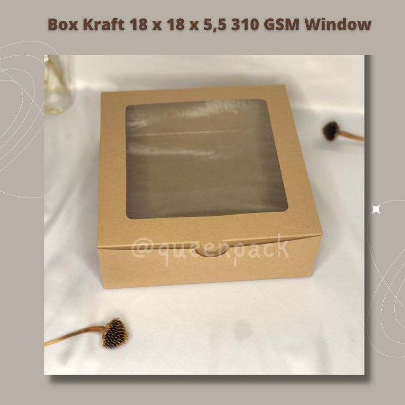 

KARDUS/SQUARE BOX WINDOW UK 18 x18 x 5,5 (L) MIKA KOTAK KUE/KARDUS KUE/BOX MAKANAN/KARDUS PACKING